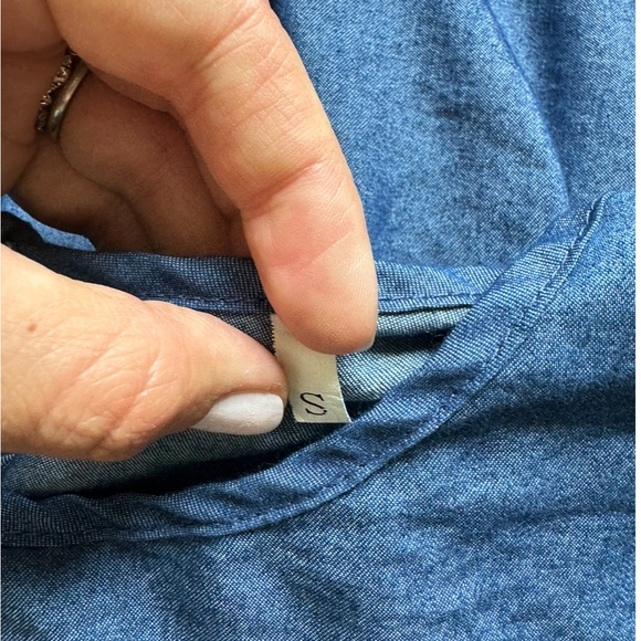 Boutique Cowgirl Blue Ruffled Tiered Denim Dress Sz Small - Picture 5 of 5